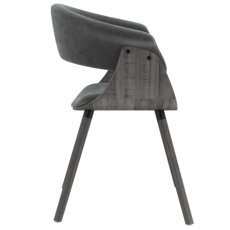 Ensemble de salle à manger Vespa/Holt 5 pièces en noir avec chaise en velours gris clair