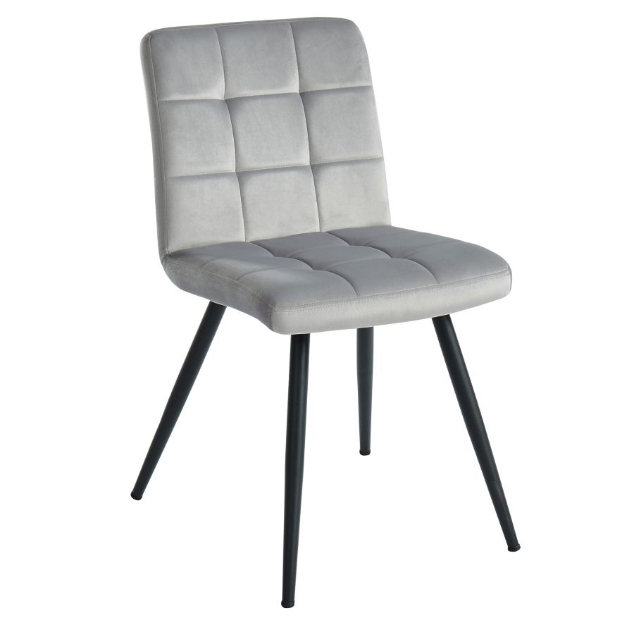 Ensemble de salle à manger 7 pièces Contra/Suzette en noir avec chaise grise