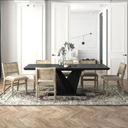 Ensemble de salle à manger Eclipse/Clive 7 pièces en noir avec chaise beige