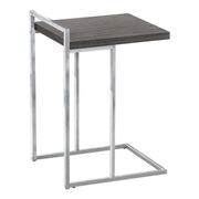 TABLE D'APPOINT - 25"H / GRIS / METAL CHROME 