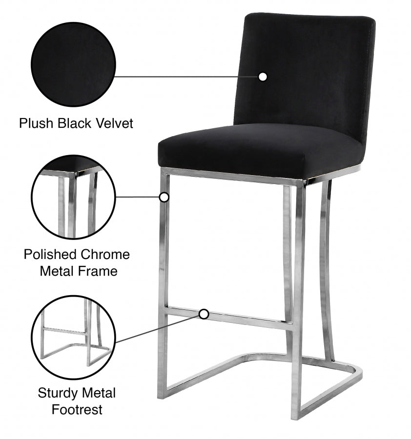 Tabouret de comptoir en velours Heidi