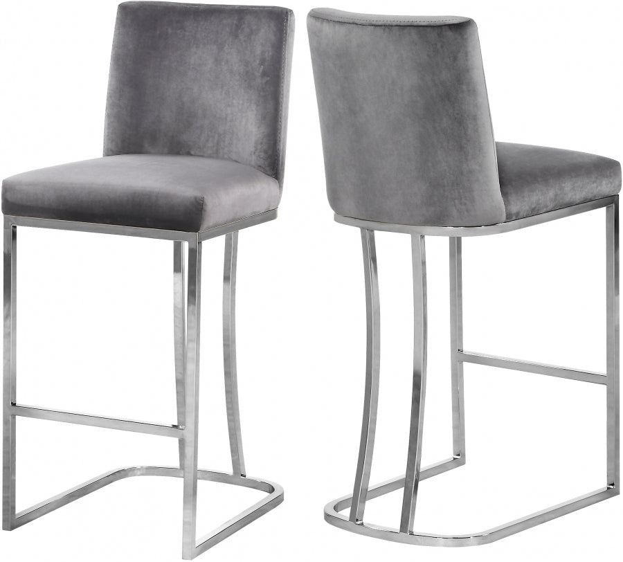 Tabouret de comptoir en velours Heidi