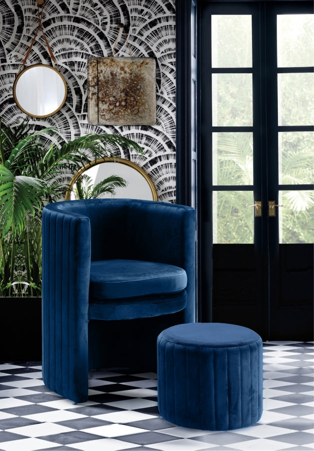 Ensemble de fauteuil d'appoint et repose-pieds en velours Selena