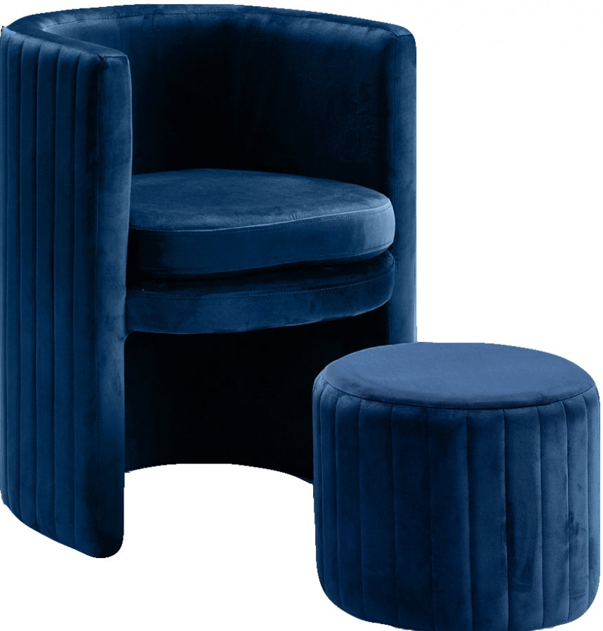 Ensemble de fauteuil d'appoint et repose-pieds en velours Selena