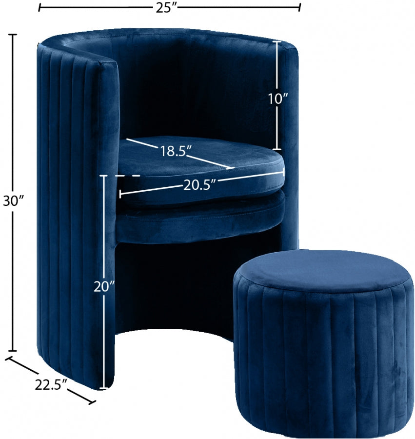 Ensemble de fauteuil d'appoint et repose-pieds en velours Selena