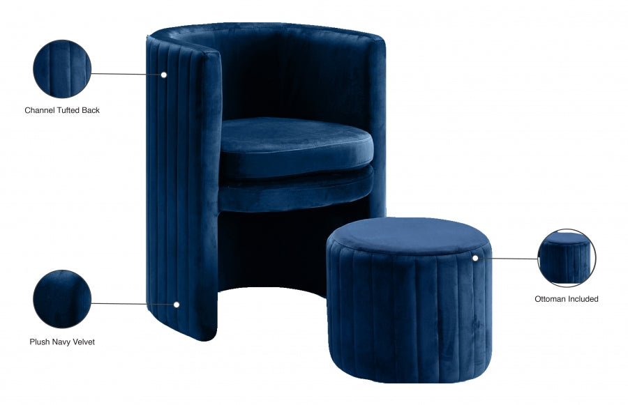 Ensemble de fauteuil d'appoint et repose-pieds en velours Selena
