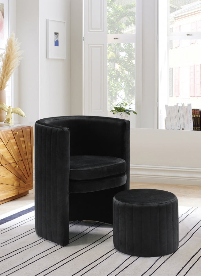 Ensemble de fauteuil d'appoint et repose-pieds en velours Selena