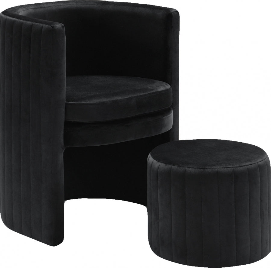 Ensemble de fauteuil d'appoint et repose-pieds en velours Selena