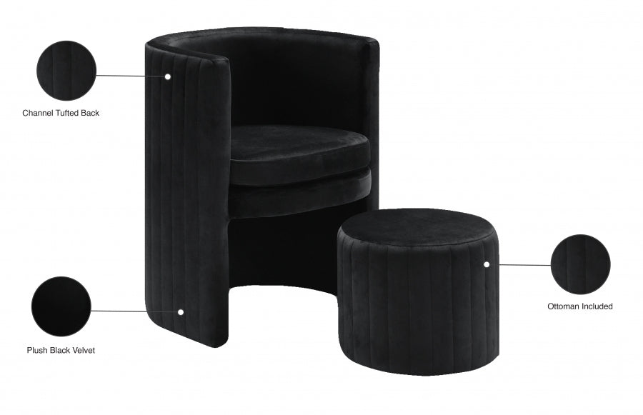 Ensemble de fauteuil d'appoint et repose-pieds en velours Selena