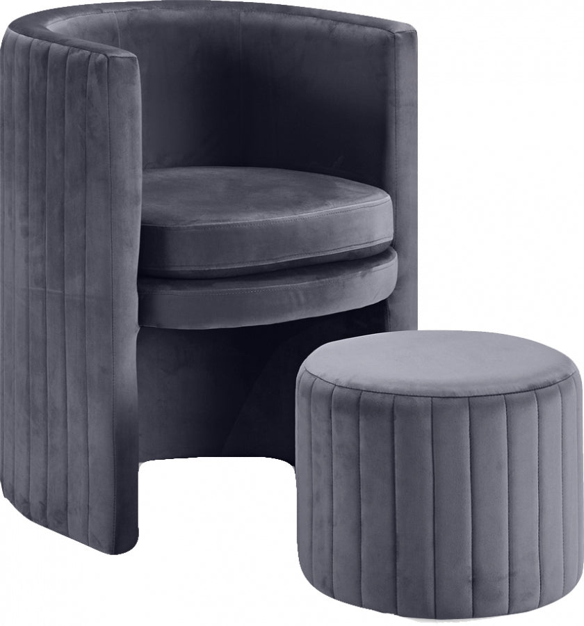 Ensemble de fauteuil d'appoint et repose-pieds en velours Selena