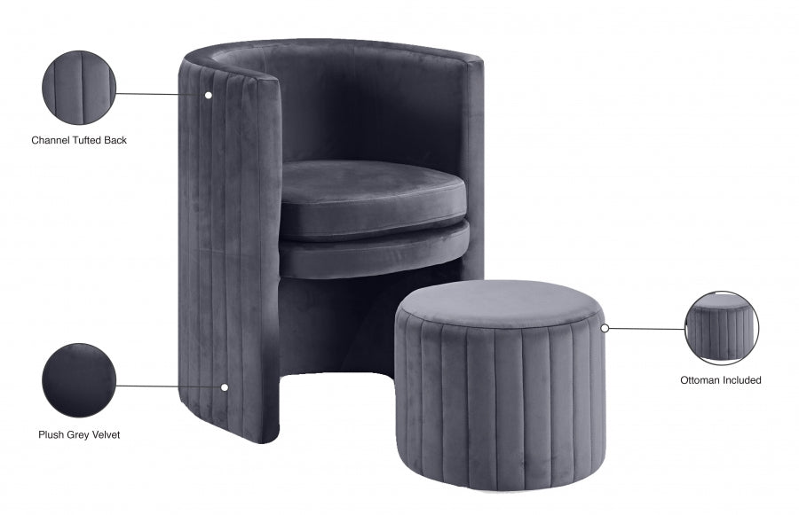 Ensemble de fauteuil d'appoint et repose-pieds en velours Selena