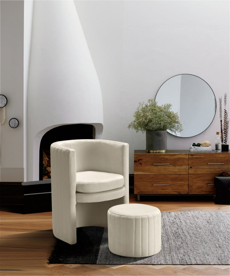 Ensemble de fauteuil d'appoint et repose-pieds en velours Selena