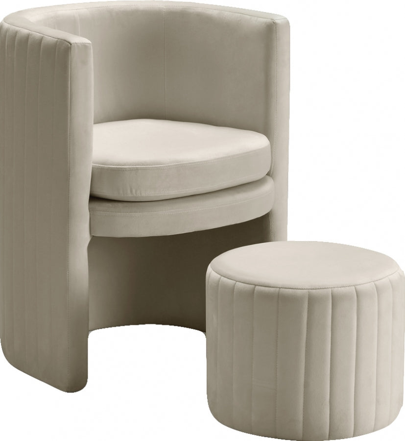Ensemble de fauteuil d'appoint et repose-pieds en velours Selena