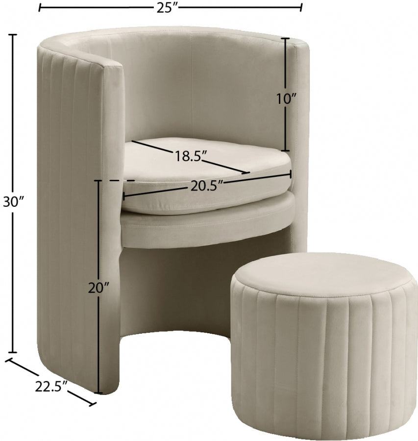 Ensemble de fauteuil d'appoint et repose-pieds en velours Selena