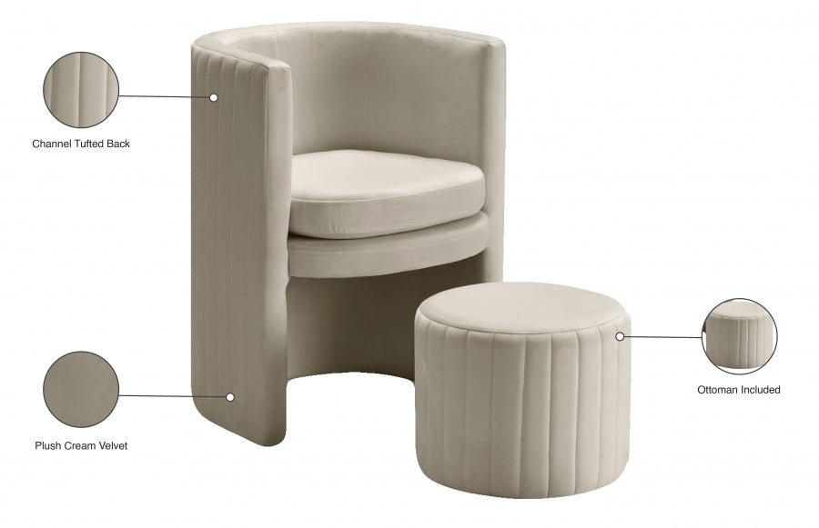 Ensemble de fauteuil d'appoint et repose-pieds en velours Selena