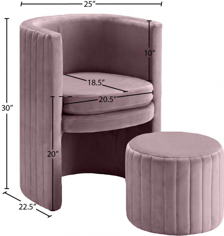 Ensemble de fauteuil d'appoint et repose-pieds en velours Selena