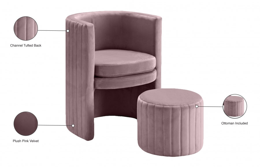 Ensemble de fauteuil d'appoint et repose-pieds en velours Selena