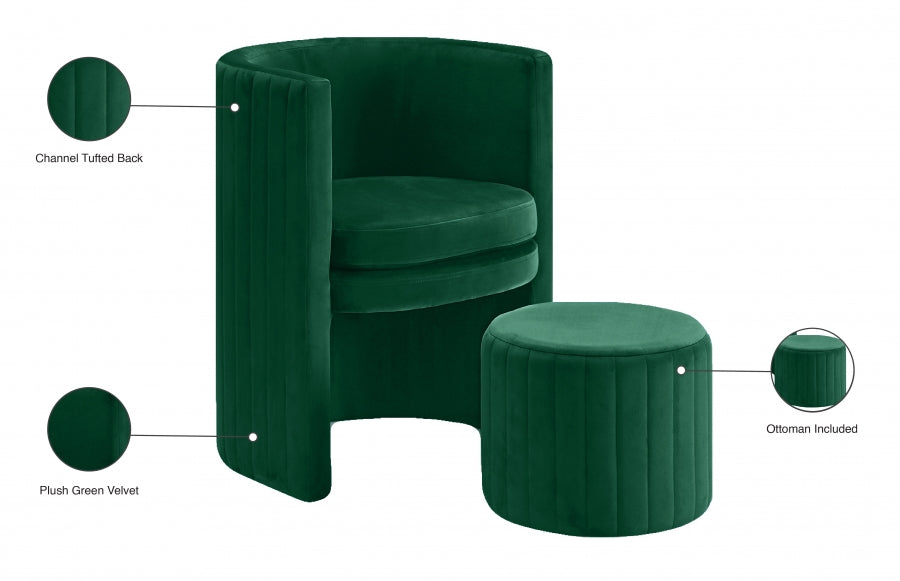 Ensemble de fauteuil d'appoint et repose-pieds en velours Selena