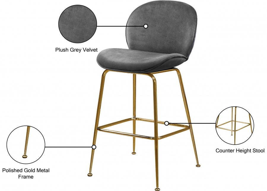 Tabouret de comptoir en velours Paris