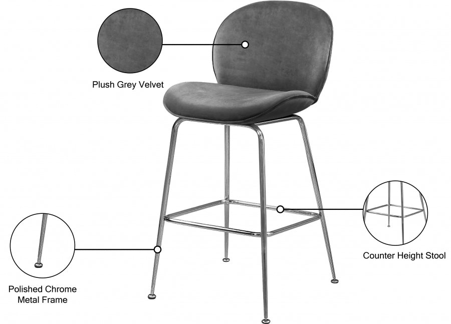 Tabouret de comptoir en velours Paris