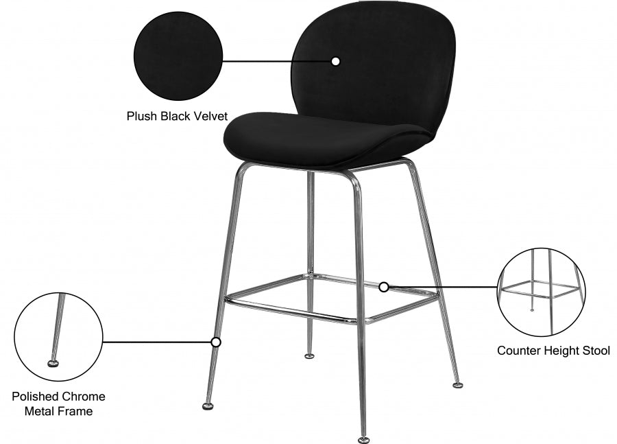 Tabouret de comptoir en velours Paris