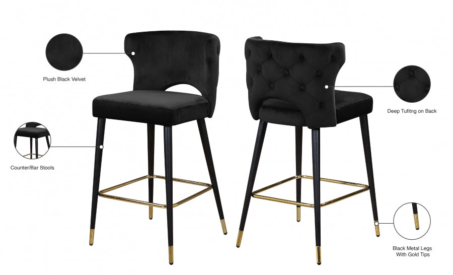 Tabouret de comptoir en velours Kelly