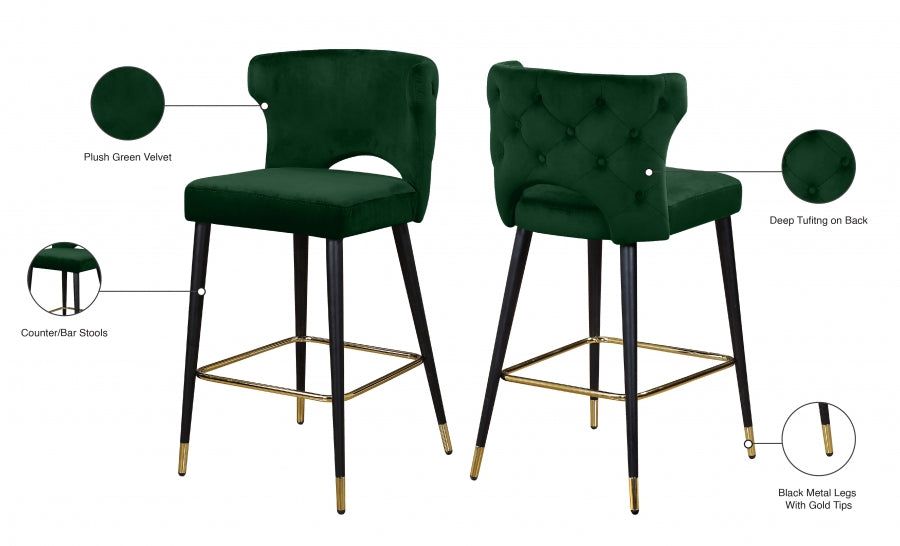 Tabouret de comptoir en velours Kelly