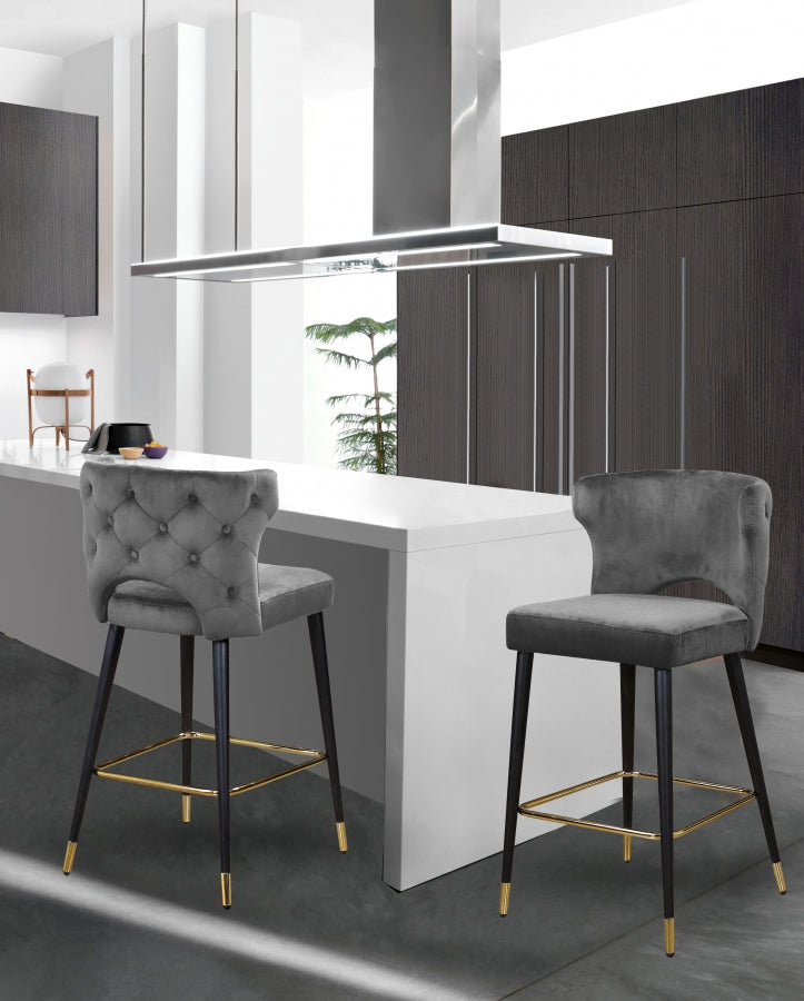Tabouret de comptoir en velours Kelly