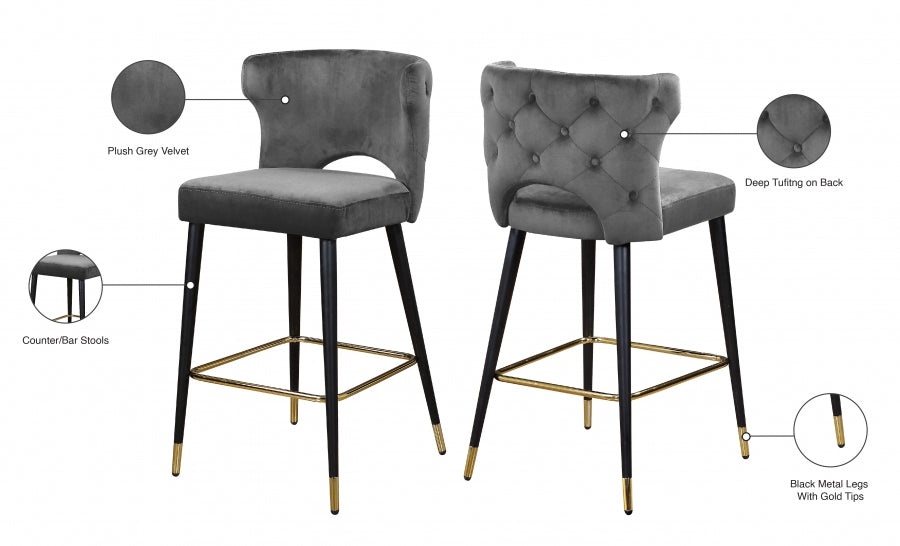 Tabouret de comptoir en velours Kelly
