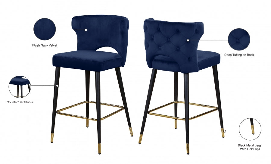 Tabouret de comptoir en velours Kelly