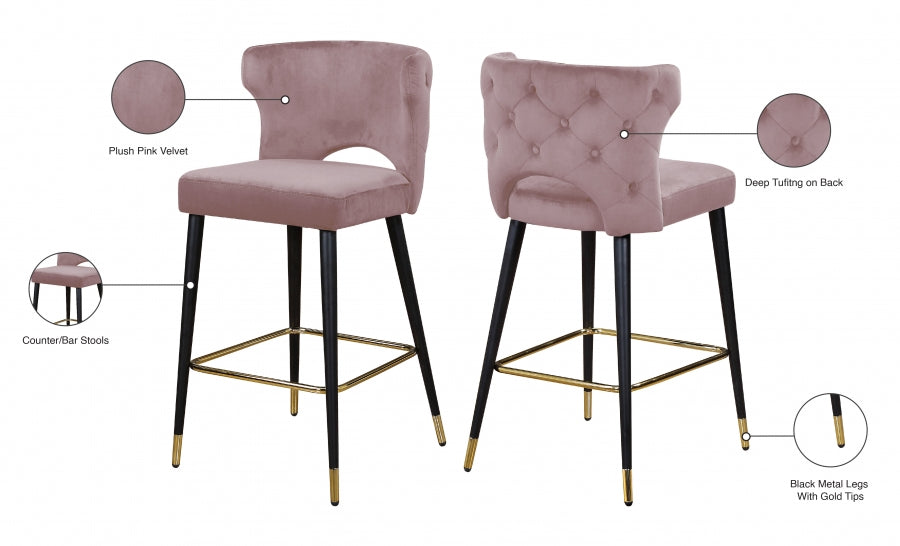 Tabouret de comptoir en velours Kelly