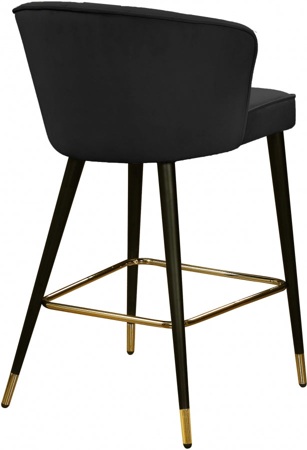 Tabouret de comptoir en velours Cassie