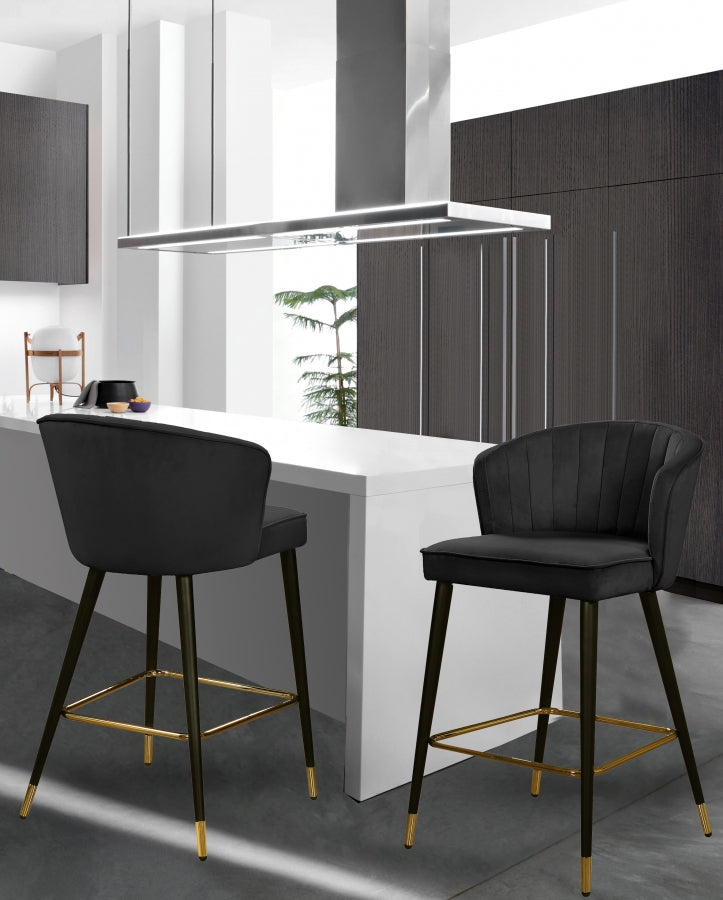 Tabouret de comptoir en velours Cassie
