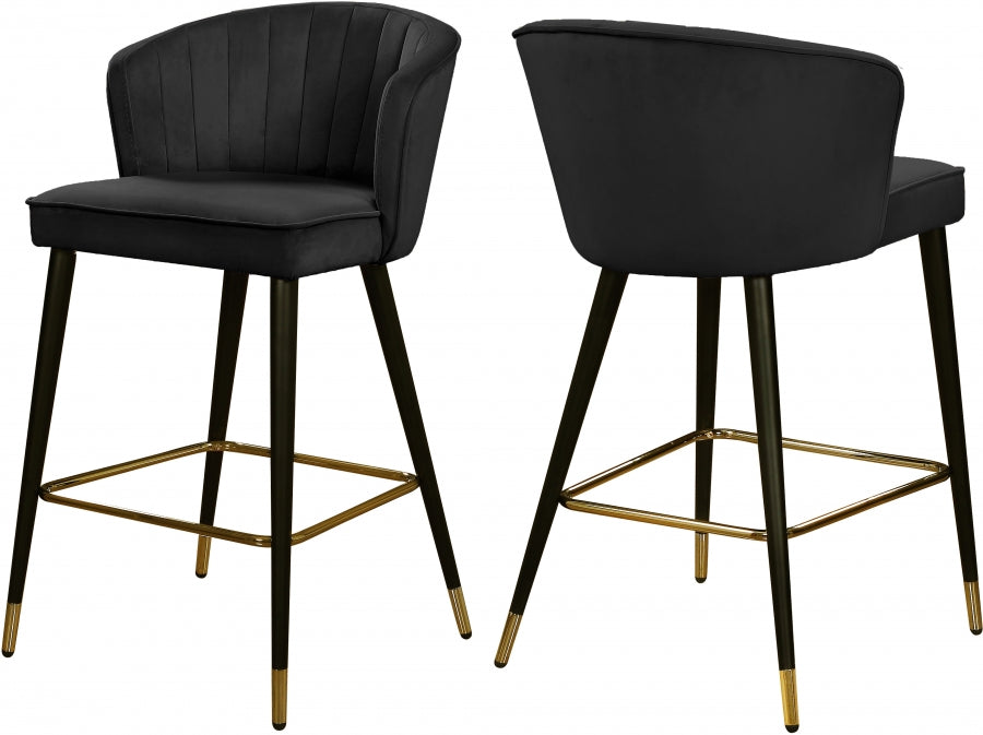 Tabouret de comptoir en velours Cassie
