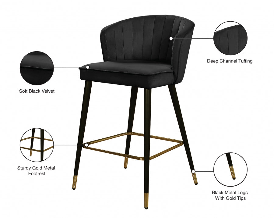 Tabouret de comptoir en velours Cassie