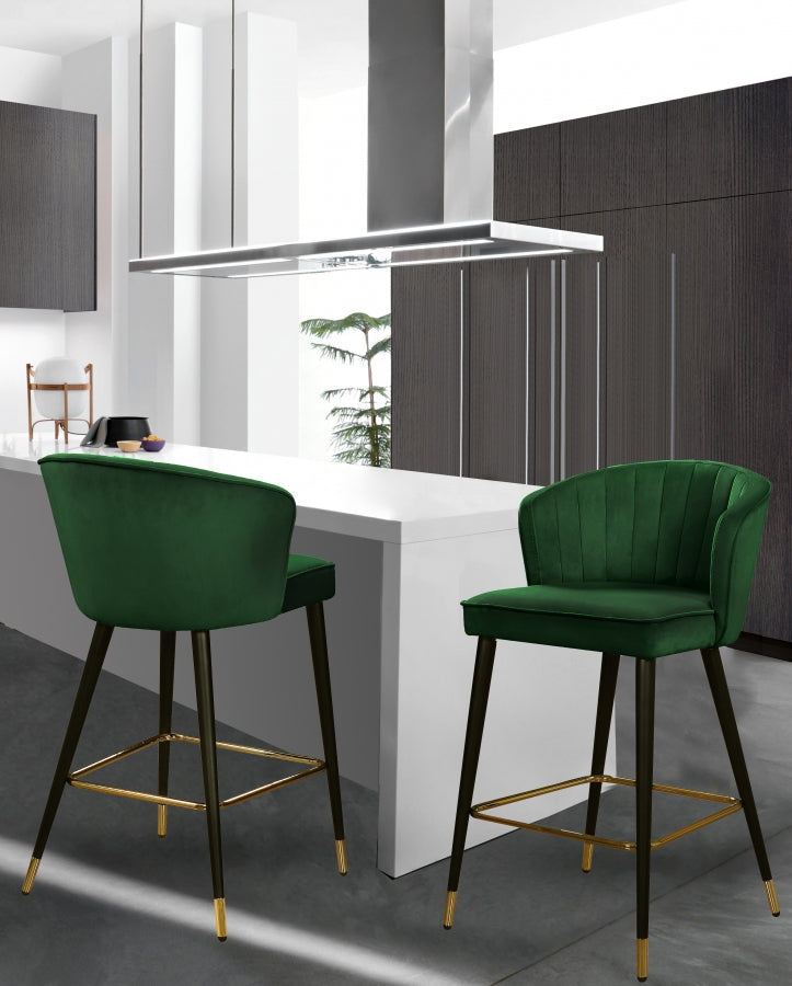 Tabouret de comptoir en velours Cassie