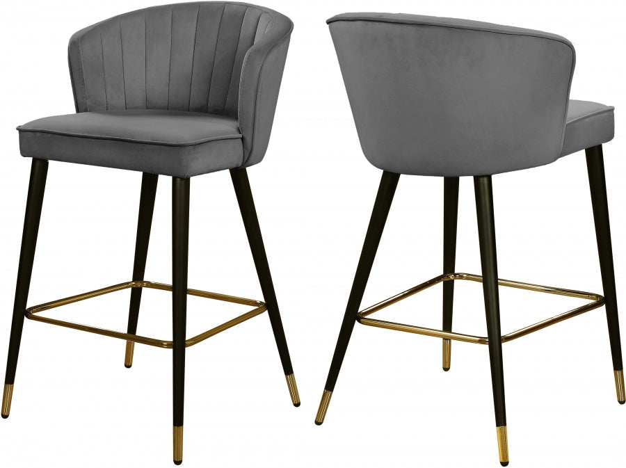 Tabouret de comptoir en velours Cassie