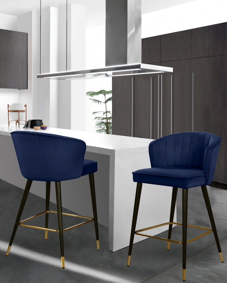 Tabouret de comptoir en velours Cassie