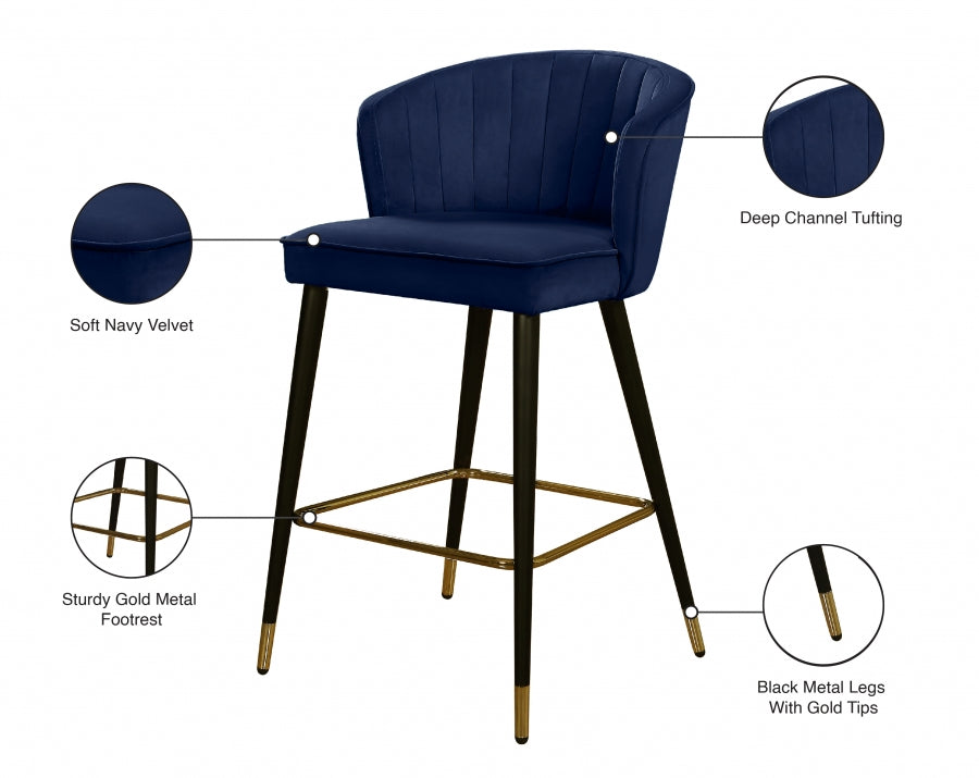 Tabouret de comptoir en velours Cassie