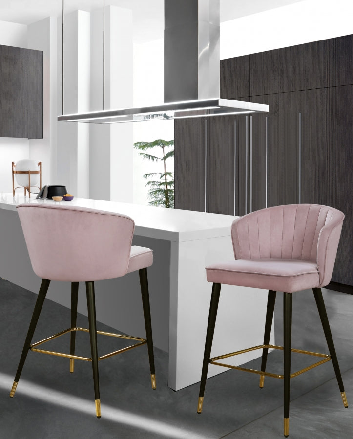 Tabouret de comptoir en velours Cassie