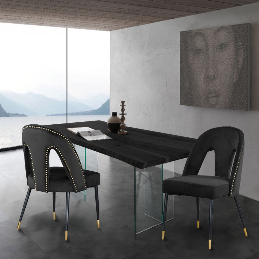 Chaise de salle à manger en velours Akoya