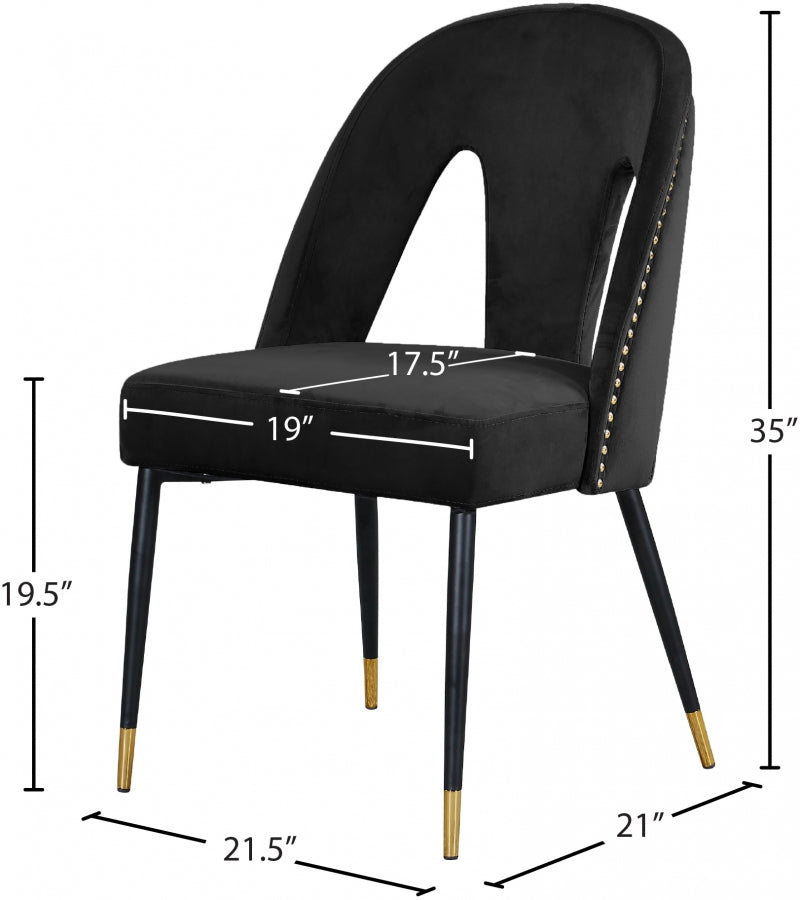 Chaise de salle à manger en velours Akoya