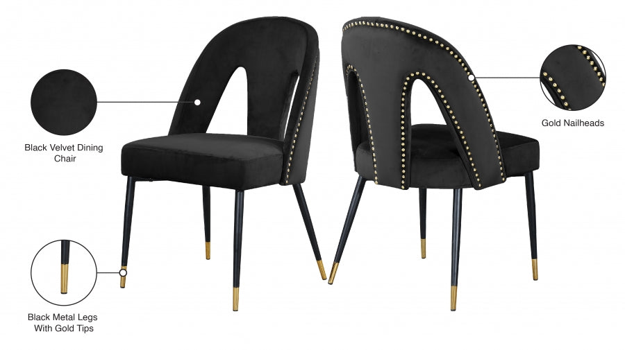 Chaise de salle à manger en velours Akoya