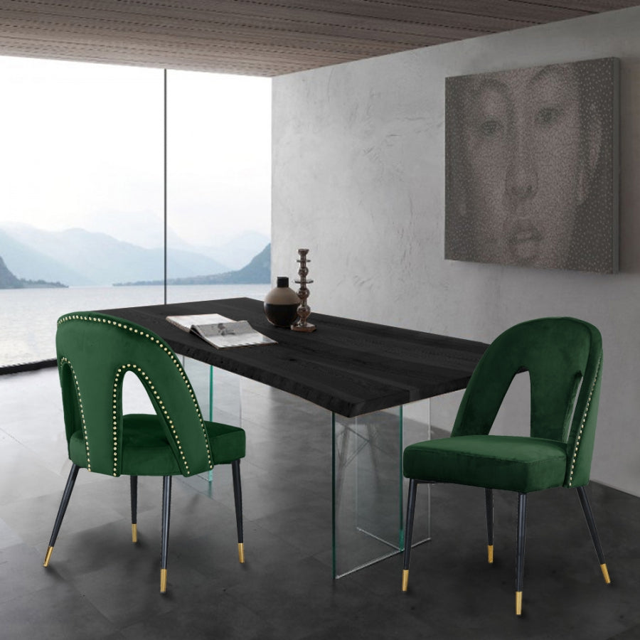 Chaise de salle à manger en velours Akoya