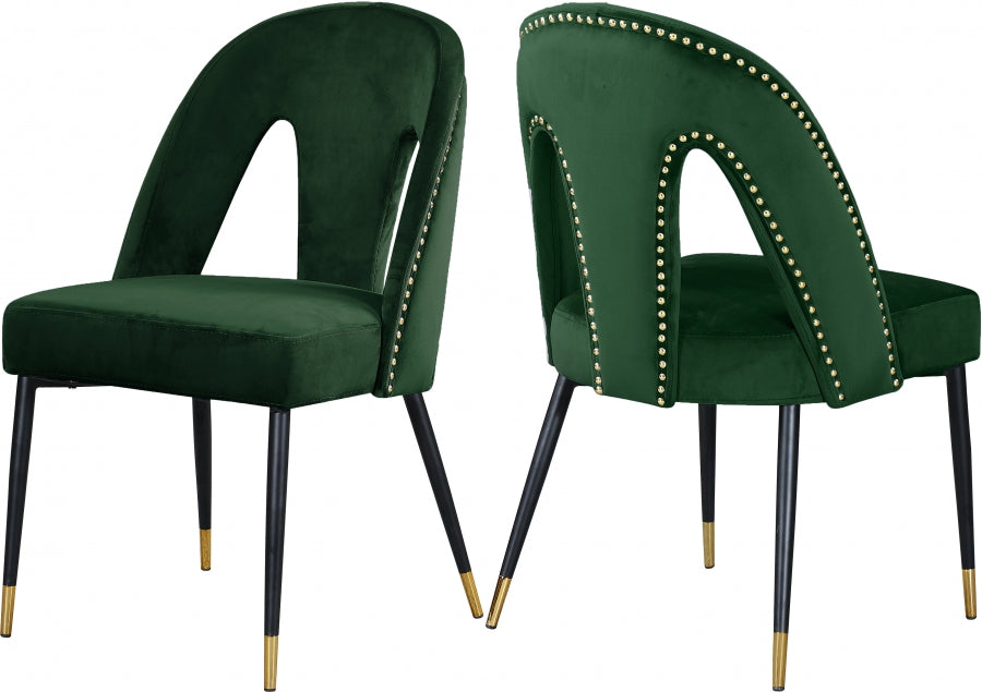 Chaise de salle à manger en velours Akoya