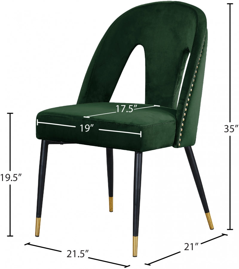 Chaise de salle à manger en velours Akoya