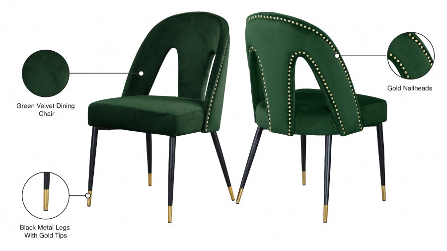Chaise de salle à manger en velours Akoya