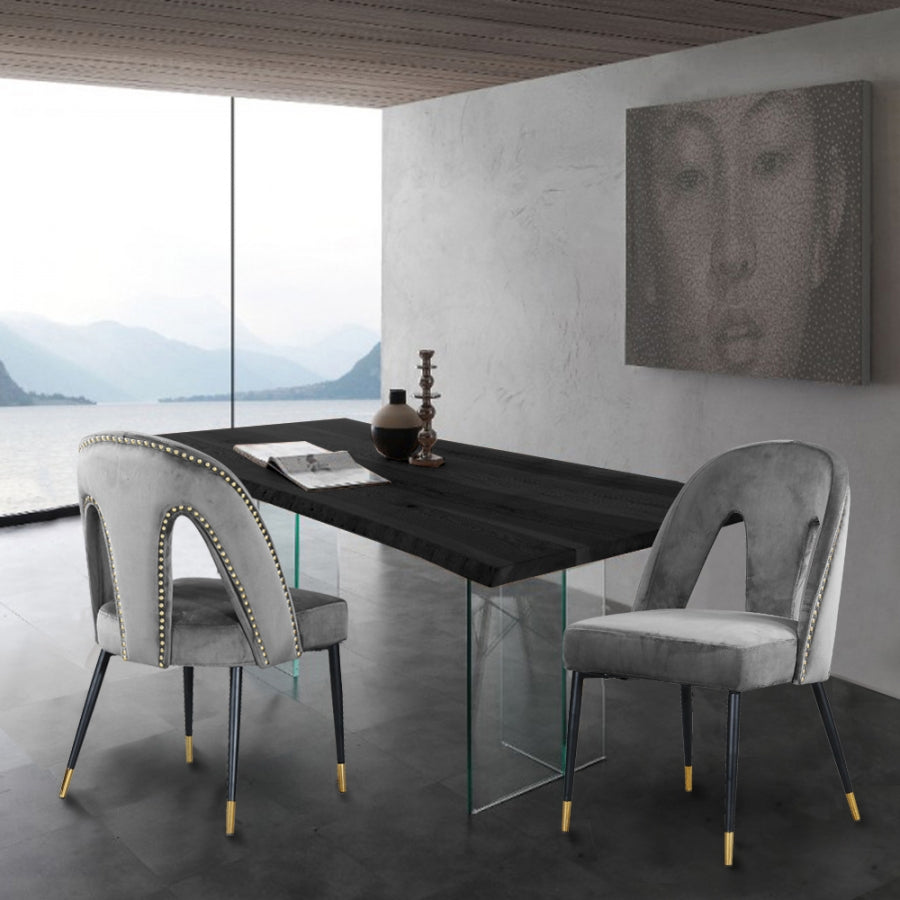Chaise de salle à manger en velours Akoya