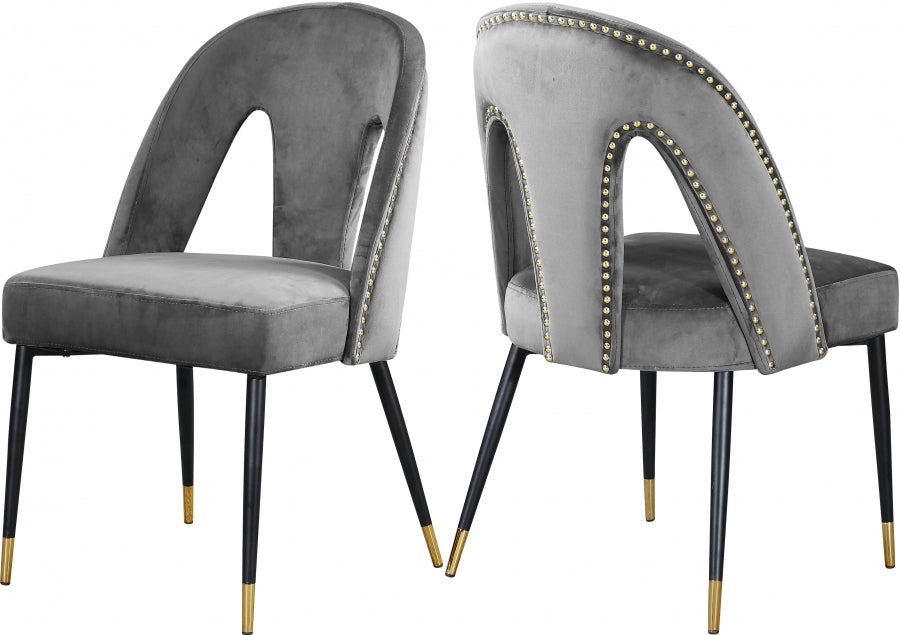 Chaise de salle à manger en velours Akoya