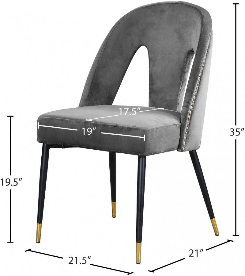 Chaise de salle à manger en velours Akoya